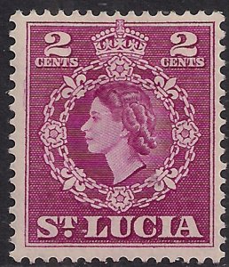 St Lucia 1953 - 63 QE2 2ct Magenta MM SG 173 ( L1359 )