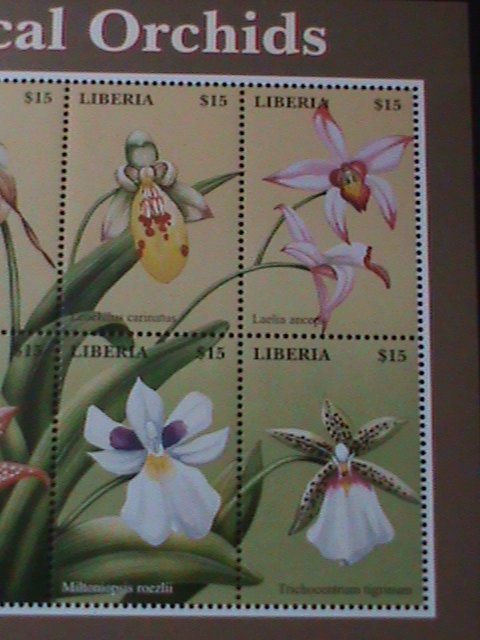 ​LIBERIA-COLORFUL-LOVELY ORCHIDS-MNH SHEET-VF-LAST ONE HARD TO FIND