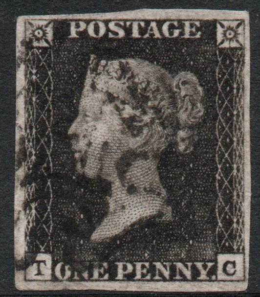 GB QV 1840 1d Black SG2 Plate 6 State 1 AS41 Black M/C (T - C) (LPS137)