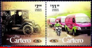 2704-2705a MEXICO 2010 LETTER CARRIER'S DAY, CAR, MOTORCYCLE, POSTMAN, POST, MNH