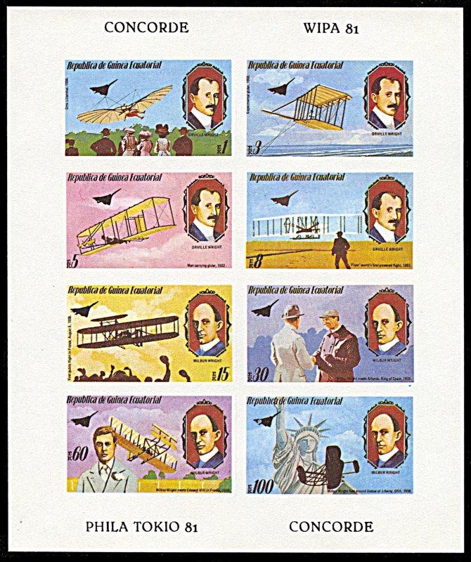 Equatorial Guinea MNH Concorde imperf. overprint on Miniature Sheet of 8