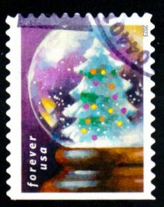 New-2023 - (66c) - Snow Globes - Christmas tree - Used Single - Off Paper