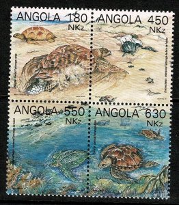 Angola #882 MNH block of turtles