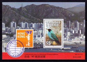 Trinidad & Tobago 1997 Birds $5 - Hong Kong Exhibition Mint MNH MS SC 517b