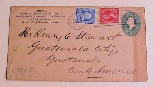 US  ENVELOPE B/S GUATEMALA 1895 FROM OMAHA NEBRASKA