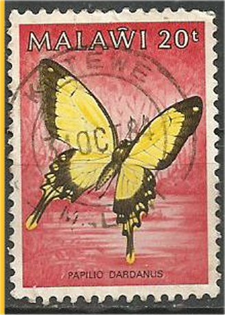 MALAWI 1984, used, 20t, Butterflies  Scott 451