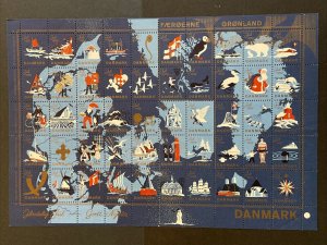 1959 Denmark “Glaedelig Jul” Christmas Seals, Intact Mint Sheet/50, MNH