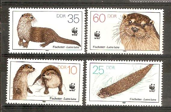 Germany East1987 WWF Otter Marine Life Animal Sc 2618-21 MNH