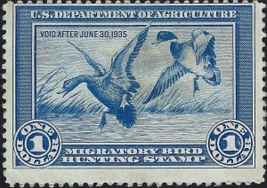US Scott #RW1 Mint Light Hinge VF 1.00m 1934 1st US Federal Duck Stamp CV 300.00