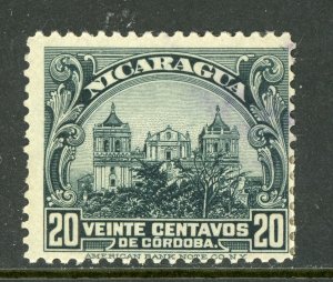 Nicaragua 1914 Cathedral 20¢ Slate VFU  O404