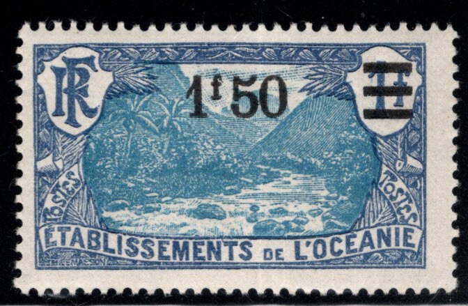 French Polynesia Scott 68 MH*  surcharged stamp