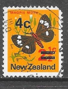 New Zealand 480: 4c on 2.5c Magpie Moth, used, F-VF