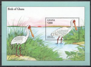 L0152 Ghana Birds Fauna African Spoonbill 1Bl Mnh