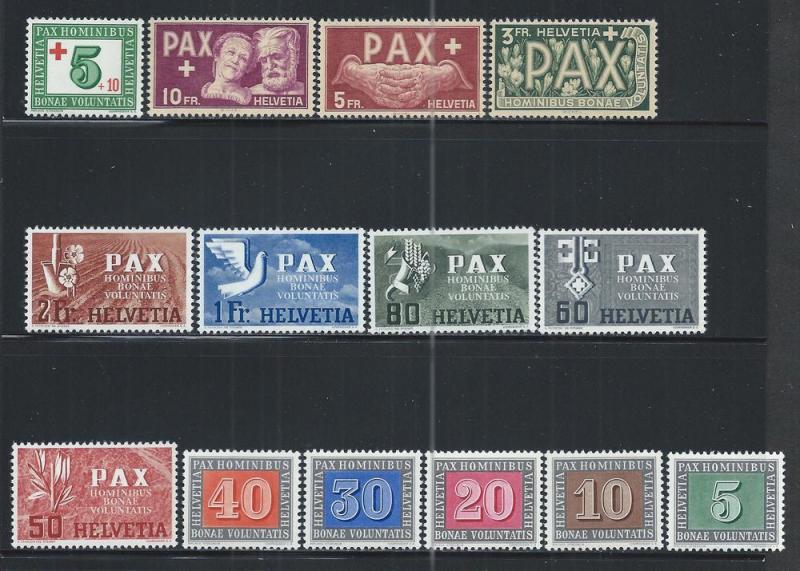 SWITZERLAND SC# 293-305 + B145 FVF/OG 1945