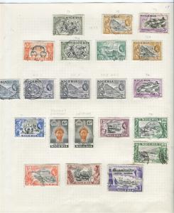 NIGERIA; 1953 early QEII issue fine used SET to £1 + shades etc