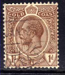 Gold Coast 1921 KGV 1d Chocolate Brown used SG 87 ( M1398 )