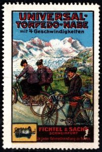 Vintage Germany Poster Stamp Universal Torpedo Hub 4 Speeds Available Every Bike