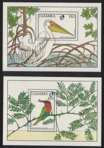 Gambia Red-throated bee-eater Eastern white pelican Birds 2 MSs 1988 MNH