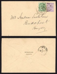 India QV Sea Post cover to Hungary