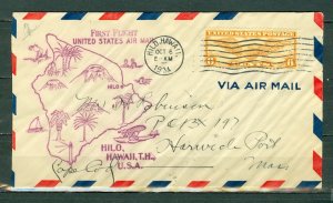 US 1934 FIRST FLIGHT AIR MAIL COVER FROM HAWAII to CAPE COD...#C19