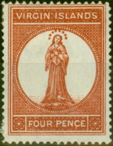 Virgin Islands 1887 4d Brown-Red SG37 Fine MM-Variant 4