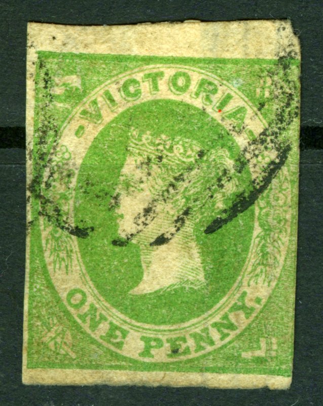 AUSTRALIA - VICTORIA,1857, #SC 31, VICTORIA 1P. yellowish green