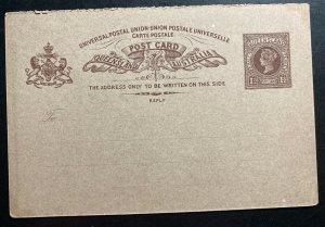 Mint Queensland Australia Postal Stationery Reply Postcard One Penny