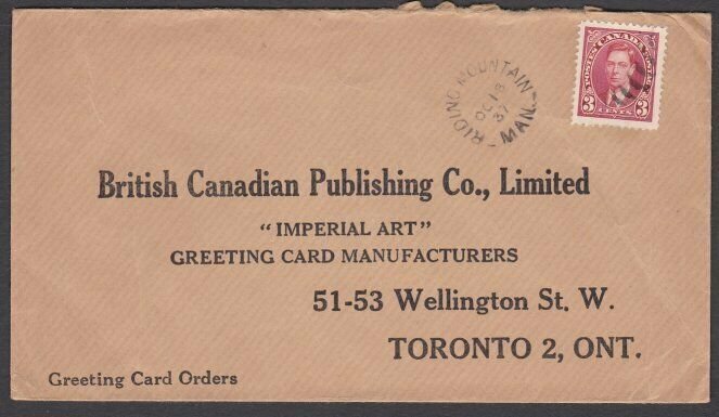 CANADA MANITOBA 1937 cover RIDING MOUNTAIN / MAN cds........................U331