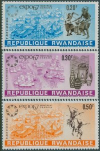 Rwanda 1967 SG222-224 World Fair Expo (3) MLH