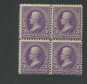 1895 US Stamp #268 3c Mint F/VF Original Gum Block of 4 Catalogue Value $305