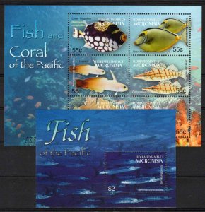 Micronesia 621-622 MNH Marine Life Fish & Coral of the Pacific ZAYIX 0224M0231