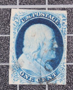 Scott 9 1 Cent Franklin Used PF Cert Grade 80 SCV $90.00