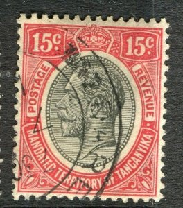 TANGANYIKA; 1927 early GV issue fine used Shade of 15c. value