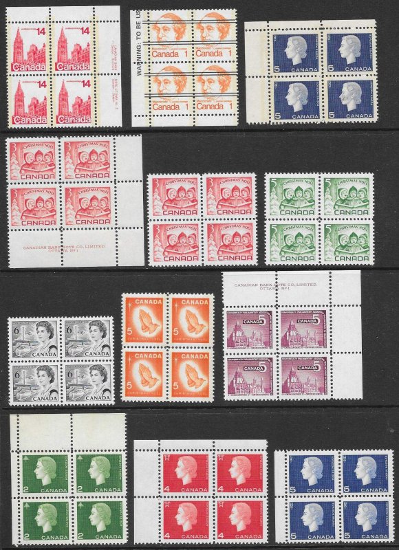 CANADA (230) Blocks and Imprint Blocks of 4 ALL Mint Never Hinged FV=C$73++