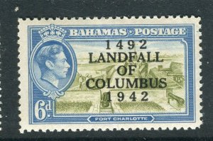 BAHAMAS; 1942 early GVI LANDFALL COLUMBUS issue Mint hinged 6d. value