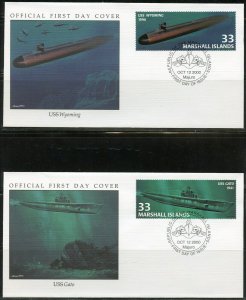 MARSHALL ISLANDS 2000 SUBMARINES SET ON FOUR FIRST DAY COVERS  