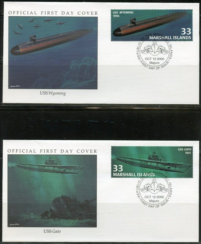 MARSHALL ISLANDS 2000 SUBMARINES SET ON FOUR FIRST DAY COVERS  