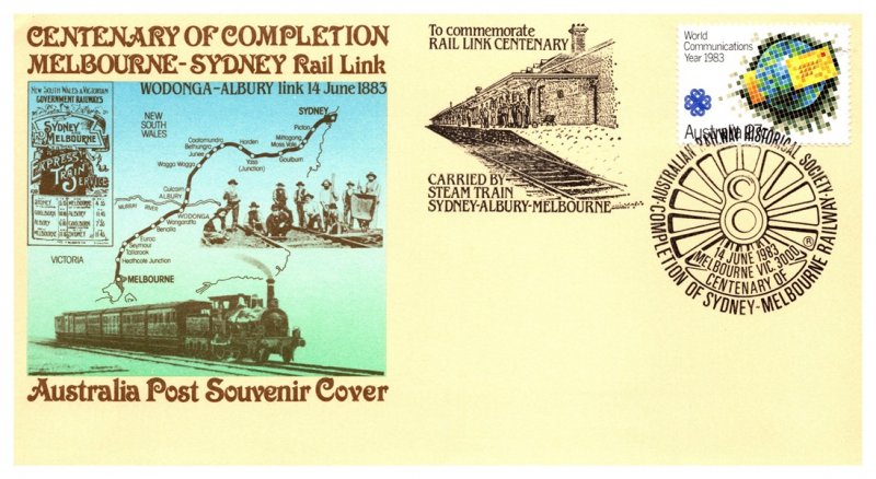 Australia, Worldwide First Day Cover, Trains