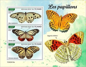 2023/04- CHAD - BUTTERFLIES     3V complet set    MNH ** T