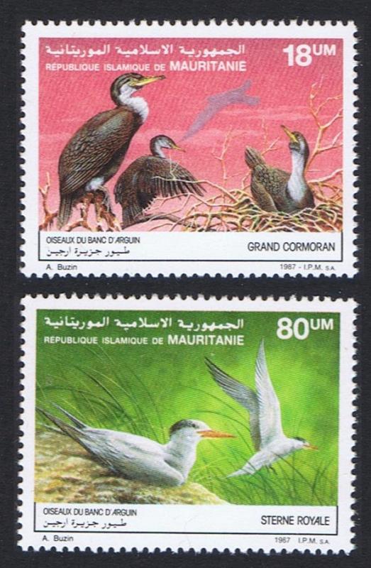 Mauritania Birds Cormorants Terns 2v issue 1988 SG#899/900 SC#634-35