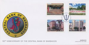 Barbados Stamps 2023 FDC Central Bank 50th Anniv Architecture 4v Set