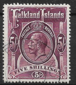 FALKLAND ISLANDS SG67b 1916 5/= MAROON USED