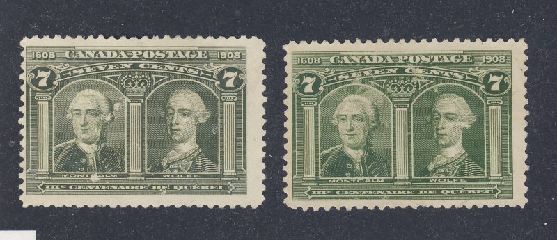 2x Canada  1908 Quebec Stamps #100-7c MNG Fine  Guide Value = $160.00