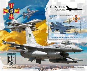 C A R - 2023 - F16 for Ukraine - Perf Souv Sheet - Mint Never Hinged
