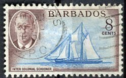Barbados; 1950: Sc. # 221; Used Single Stamp