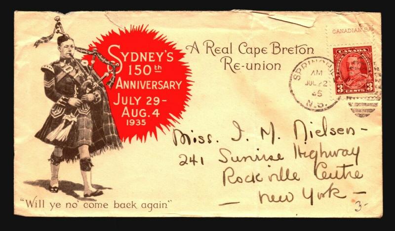 Canada 1935 Sydney's 150th Ann Cacheted Cover / Creasing / Fold - Z15377