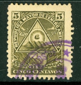 Nicaragua 1898 Seebeck Coat of Arms 5¢ Unwmk VFU B633