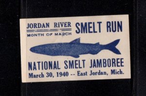 USA Advertising Stamp - Jordan River Smelt Run, National Smelt Jamboree 1940