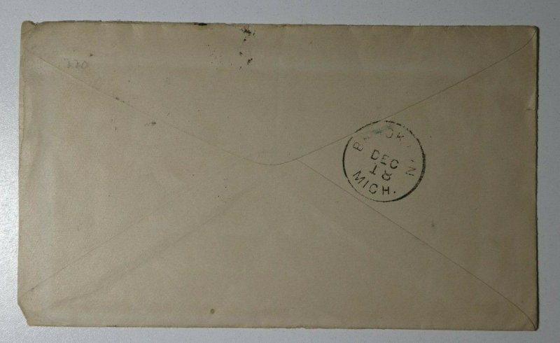 US Sc#220 Used On Cover 1891 DET & CHIC RPO Brooklyn MI Rec'd Halbert & Knight