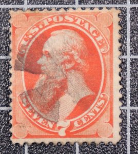 Scott 149 - 7 Cents Stanton Banknote Nice Stamp Cross Fancy Cxl Used SCV $100.00